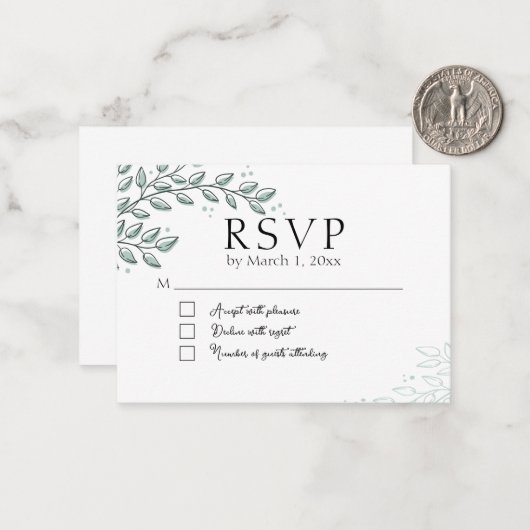 Eucalyptus Greenery Boho Elegant RSVP Notitiekaartje (Voorkant / Achterkant in situ)