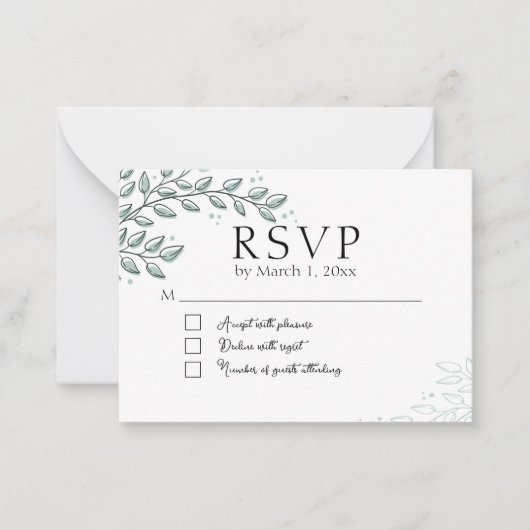 Eucalyptus Greenery Boho Elegant RSVP Notitiekaartje (Voorkant)