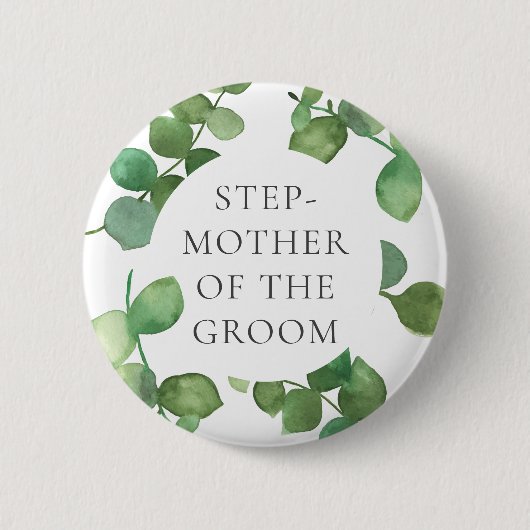 Eucalyptus Greenery Boho Floral Wedding Name Ronde Button 5,7 Cm (Voorkant)