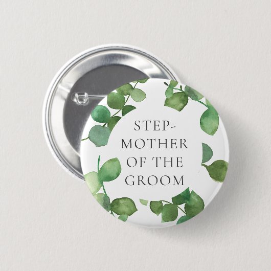 Eucalyptus Greenery Boho Floral Wedding Name Ronde Button 5,7 Cm (Voorkant /achterkant)