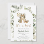 Eucalyptus Greenery Boho Het is een Boy Baby showe Kaart (Voorkant)