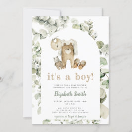 Eucalyptus Greenery Boho Het is een Boy Baby showe Kaart