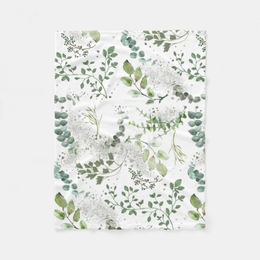 Eucalyptus Greenery Boho Leafy Green Fleece Deken (Voorkant)