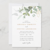 Eucalyptus Greenery Boho Sage Green Gold Wedding Kaart (Voorkant)