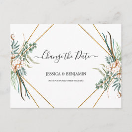 Eucalyptus Greenery Boho Script Wijzig de datum Briefkaart