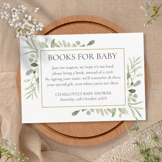 Eucalyptus Greenery Book Request Baby shower Informatiekaartje