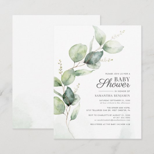 Eucalyptus Greenery Botanical Boy Baby shower Kaart (Voorkant / Achterkant)