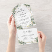 Eucalyptus Greenery Botanical Geometric Wedding All In One Uitnodiging (Afscheurbaar)