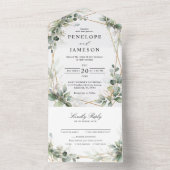 Eucalyptus Greenery Botanical Geometric Wedding All In One Uitnodiging (Binnen)