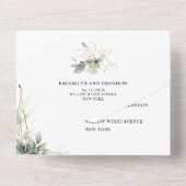 Eucalyptus Greenery Botanical Geometric Wedding All In One Uitnodiging (Achterkant)