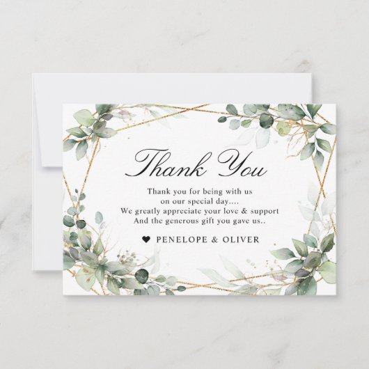 Eucalyptus Greenery Botanical Geometric Wedding Bedankkaart (Voorkant)
