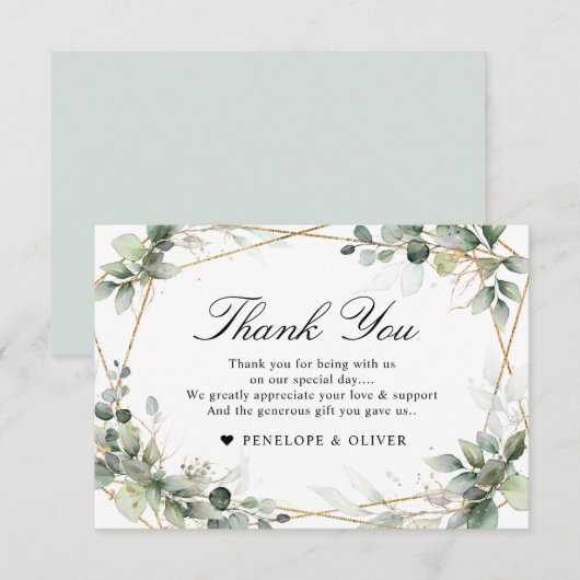 Eucalyptus Greenery Botanical Geometric Wedding Bedankkaart (Voorkant / Achterkant)