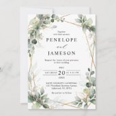 Eucalyptus Greenery Botanical Geometric Wedding Kaart (Voorkant)