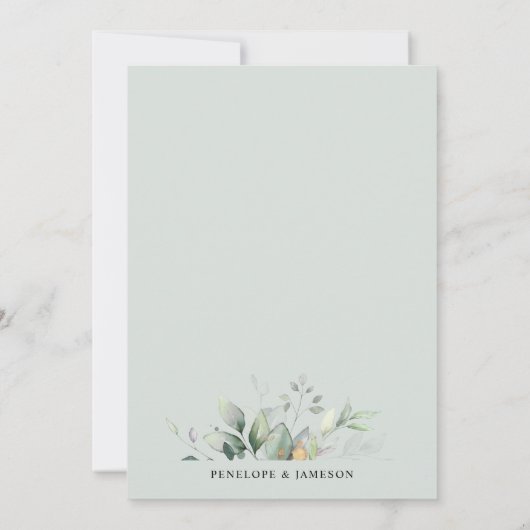 Eucalyptus Greenery Botanical Geometric Wedding Kaart (Achterkant)