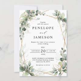 Eucalyptus Greenery Botanical Geometric Wedding Kaart