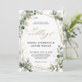 Eucalyptus Greenery Botanical Geometric Wedding Kaart (Staand voorkant)