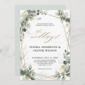 Eucalyptus Greenery Botanical Geometric Wedding Kaart (Voorkant / Achterkant)
