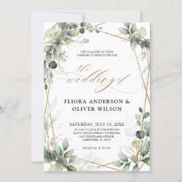 Eucalyptus Greenery Botanical Geometric Wedding Kaart
