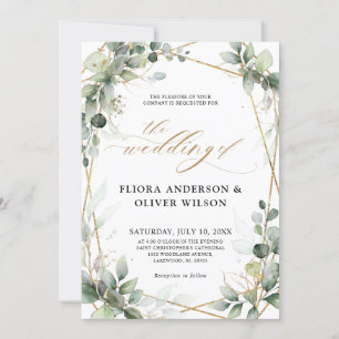 Eucalyptus Greenery Botanical Geometric Wedding Kaart