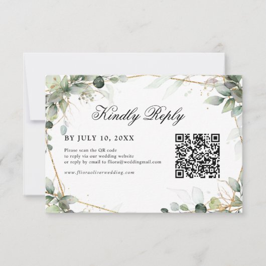 Eucalyptus Greenery Botanical Geometric Wedding RS RSVP Kaartje (Voorkant)