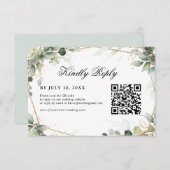 Eucalyptus Greenery Botanical Geometric Wedding RS RSVP Kaartje (Voorkant / Achterkant)