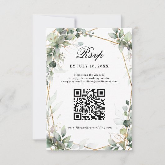 Eucalyptus Greenery Botanical Geometric Wedding RS RSVP Kaartje (Voorkant)
