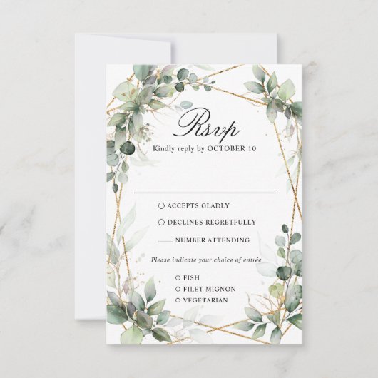 Eucalyptus Greenery Botanical Geometric Wedding RS RSVP Kaartje (Voorkant)