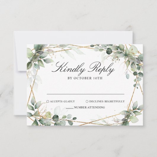 Eucalyptus Greenery Botanical Geometric Wedding RS RSVP Kaartje (Voorkant)