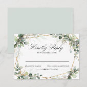 Eucalyptus Greenery Botanical Geometric Wedding RS RSVP Kaartje (Voorkant / Achterkant)