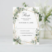 Eucalyptus Greenery Botanical Geometric Wedding RSVP Kaartje (Staand voorkant)