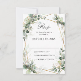 Eucalyptus Greenery Botanical Geometric Wedding RSVP Kaartje