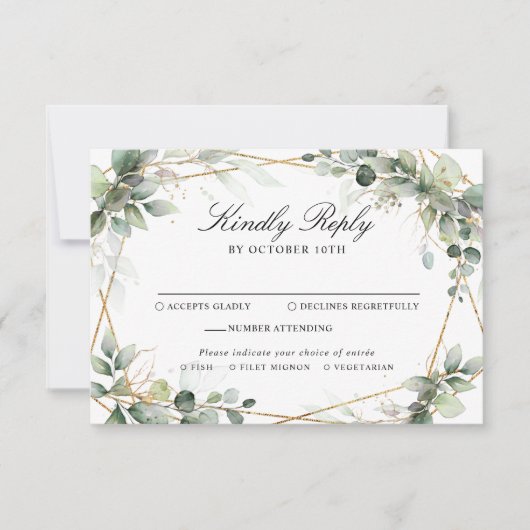Eucalyptus Greenery Botanical Geometric Wedding RSVP Kaartje (Voorkant)