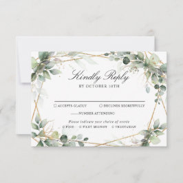 Eucalyptus Greenery Botanical Geometric Wedding RSVP Kaartje