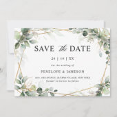 Eucalyptus Greenery Botanical Geometric Wedding Sa Save The Date (Voorkant)