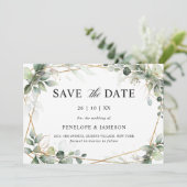 Eucalyptus Greenery Botanical Geometric Wedding Sa Save The Date (Staand voorkant)