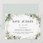 Eucalyptus Greenery Botanical Geometric Wedding Sa Save The Date (Voorkant / Achterkant)