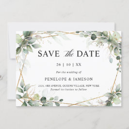 Eucalyptus Greenery Botanical Geometric Wedding Sa Save The Date