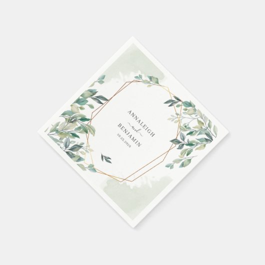 Eucalyptus Greenery Botanical Geometric Wedding Servet (Hoek)