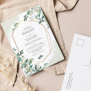 Eucalyptus Greenery Botanical Geometric Wedding Uitnodiging Briefkaart