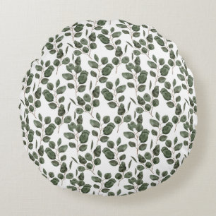 Eucalyptus Greenery Botanical Green White Trendy Rond Kussen