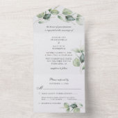 Eucalyptus Greenery Botanical Modern Wedding All In One Uitnodiging (Binnen)