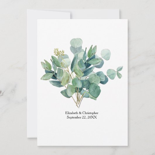 Eucalyptus Greenery Botanical Rehearsal Dinner Kaart (Achterkant)