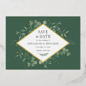 Eucalyptus Greenery Botanical Save the Date Gold Folie Uitnodiging (Voorkant)
