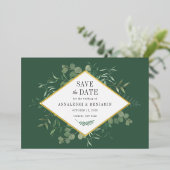 Eucalyptus Greenery Botanical Save the Date Gold Folie Uitnodiging (Staand Voorkant)