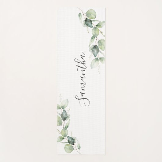 Eucalyptus Greenery Botanical Script Minimalist Yogamat (Voorkant)