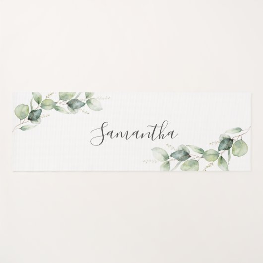 Eucalyptus Greenery Botanical Script Minimalist Yogamat (Voorkant (horizontaal))