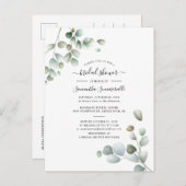 Eucalyptus Greenery Botanical Script Vrijgezellenf Uitnodiging Briefkaart (Voorkant / Achterkant)