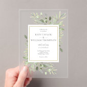 Eucalyptus Greenery Botanical Waterverf Wedding Acryl Uitnodigingen (Insitu (Draagbaar))
