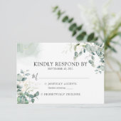 Eucalyptus Greenery Botanical Waterverf Wedding RSVP Kaartje (Staand voorkant)