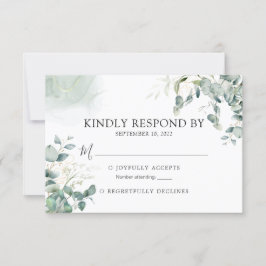 Eucalyptus Greenery Botanical Waterverf Wedding RSVP Kaartje